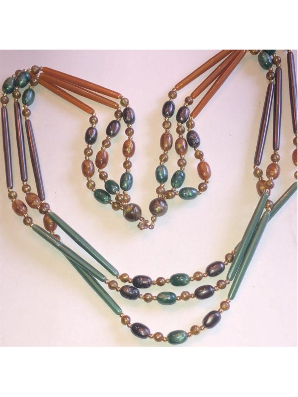 Elegant Vintage Multicolor Lucite Beaded Boho Retro Necklace